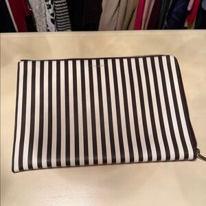 Henri Bendel Black and White Striped Laptop Sleeve